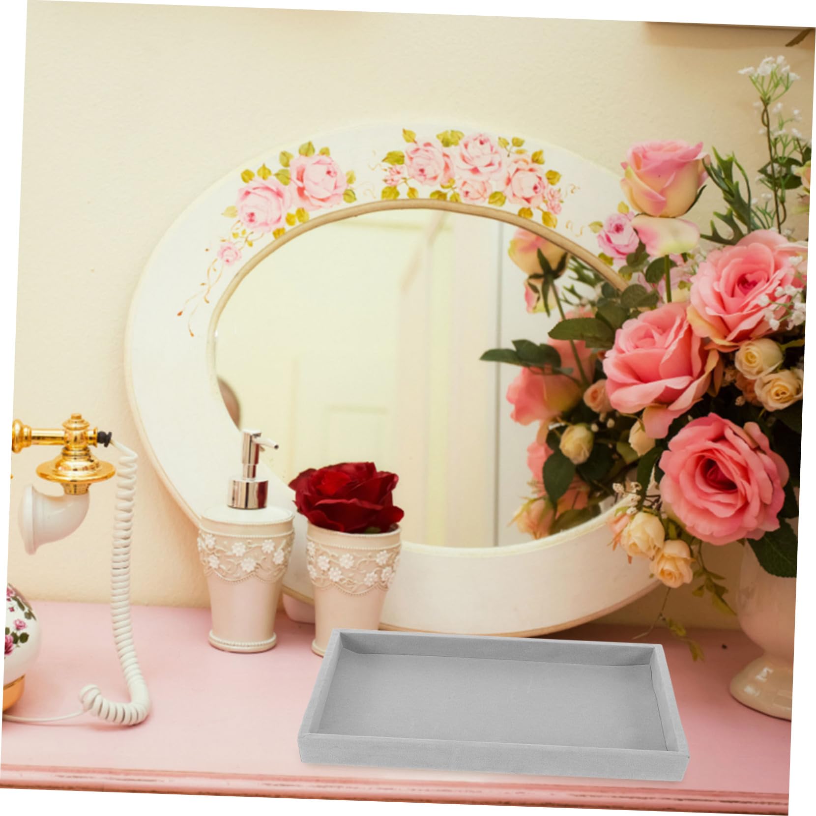 BESPORTBLE Bandeja Organizadora para Joyas de 4 Piezas Material de Terciopelo Diseño de 15 Compartimentos para Anillos y Pendientes Adecuado para Tienda de Joyería o Uso en Casa