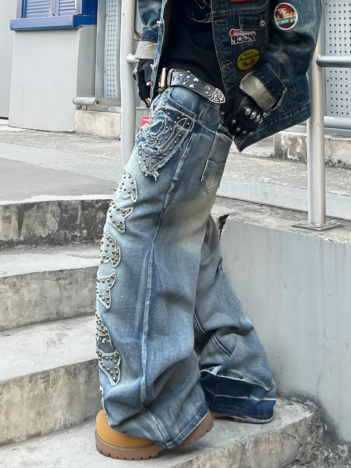 Men's Y2K Baggy Jeans Wide Leg Denim Pants Vintage Streetwear Skate Jeans Loose Fit Hip Hop