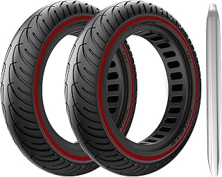 ROWCES 2 peças de pneu de borracha sólida para scooter elétrico de 8,5 polegadas com ferramenta de montagem Alavanca de pneu Substituição de pneu sólido à prova de furos para pneu de scooter M365 E