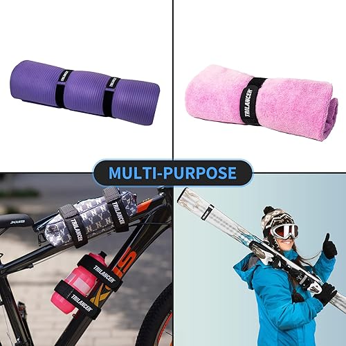 Miniatura 6 de Trilancer Correas para portabicicletas, paquete de 2 correas estabilizadoras ajustables de rueda de bicicleta con gancho y bucle para montaje en