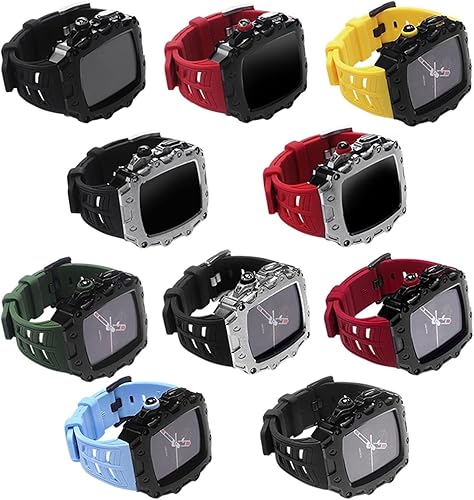 Miniatura 2 de EKINS Correa de silicona + funda para Apple Watch de 1.732 pulgadas, 1.732 pulgadas, funda resistente de metal para iWatch Series 7654SE, modificada