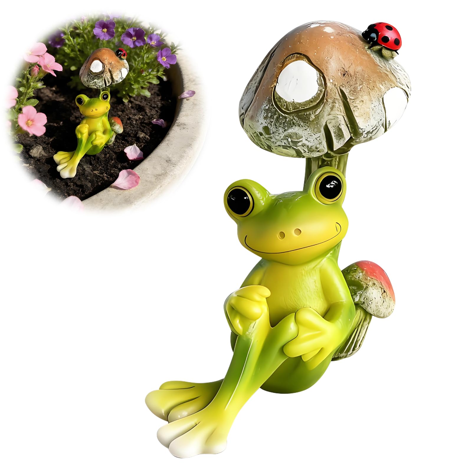 Rdunulioo Garden Decoration Frog Decorative Figure Made of Resin Mini Pond Decorative Frog Statue for Outdoor Use Pot Decorations Garden Decoration Weatherproof for Flower Pot Balcony Patio Lawn