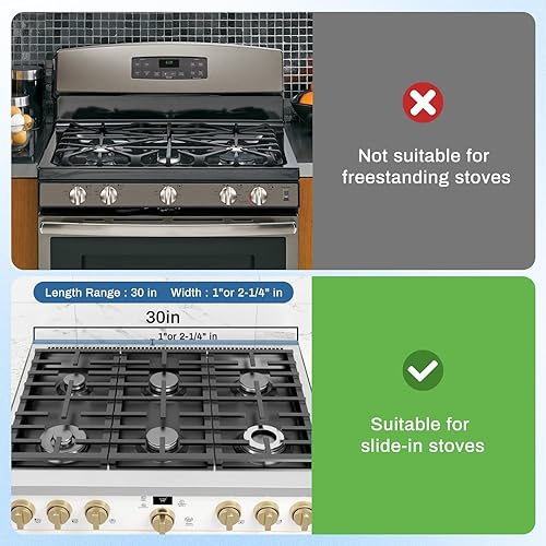 Miniatura 2 de Kit para rellenar hueco trasero de estufa deslizable de 30" W10113901A con 2 piezas de cubiertas de hueco de estufa de silicona, kit de moldura de