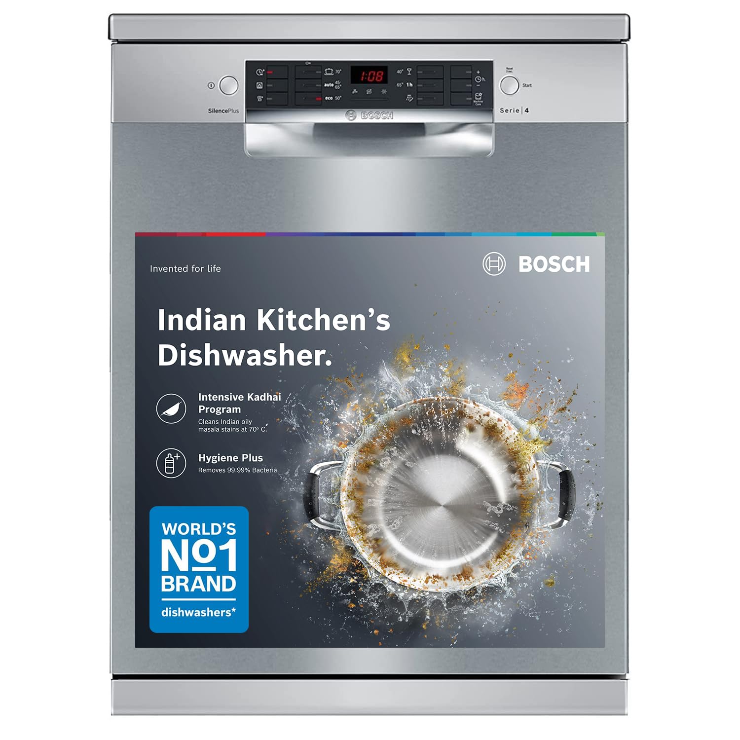 Bosch 14 Place Settings Dishwasher (SMS46KI03I, Silver Inox), 60 cm