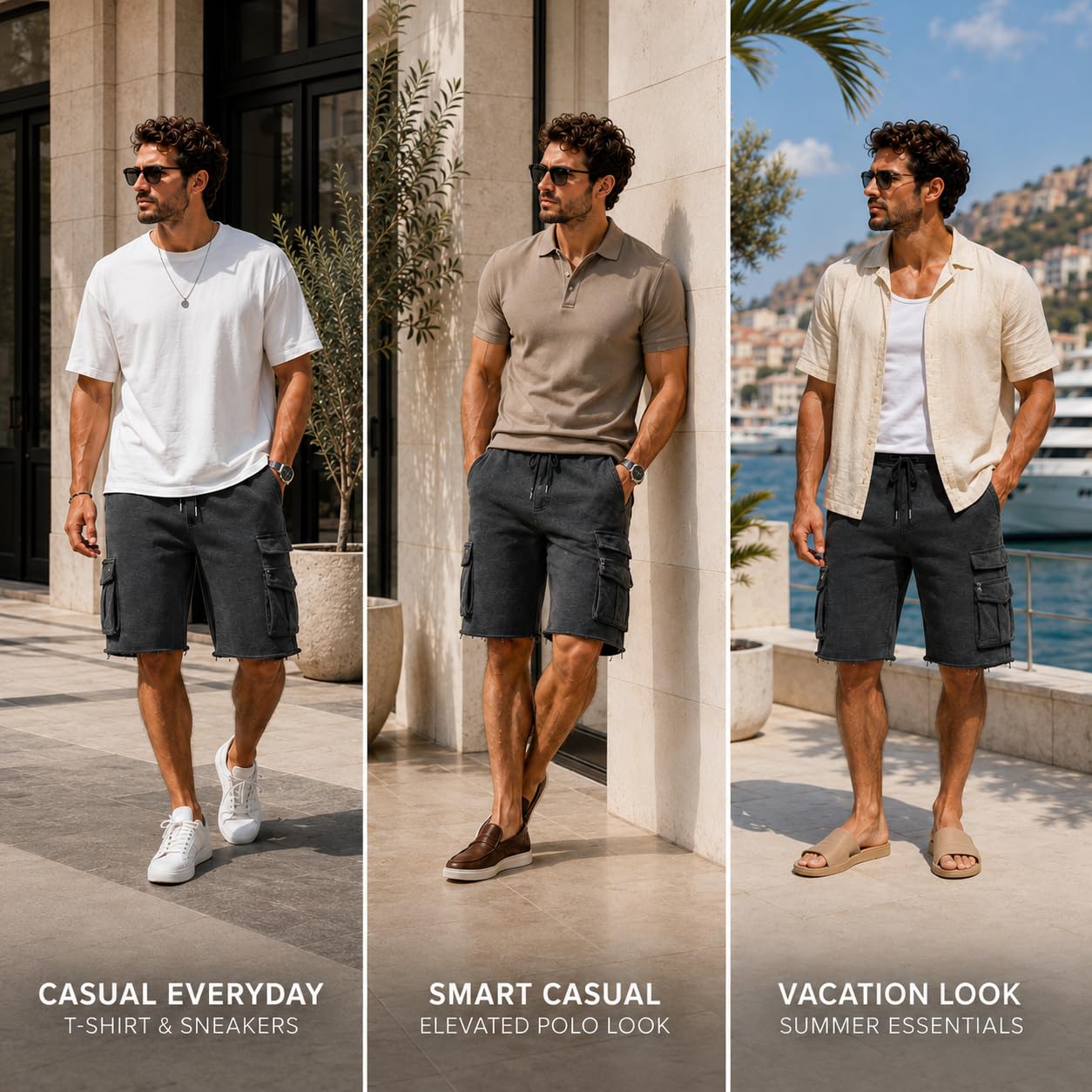 Redbridge, pantaloncini cargo da uomo sportivi, premium