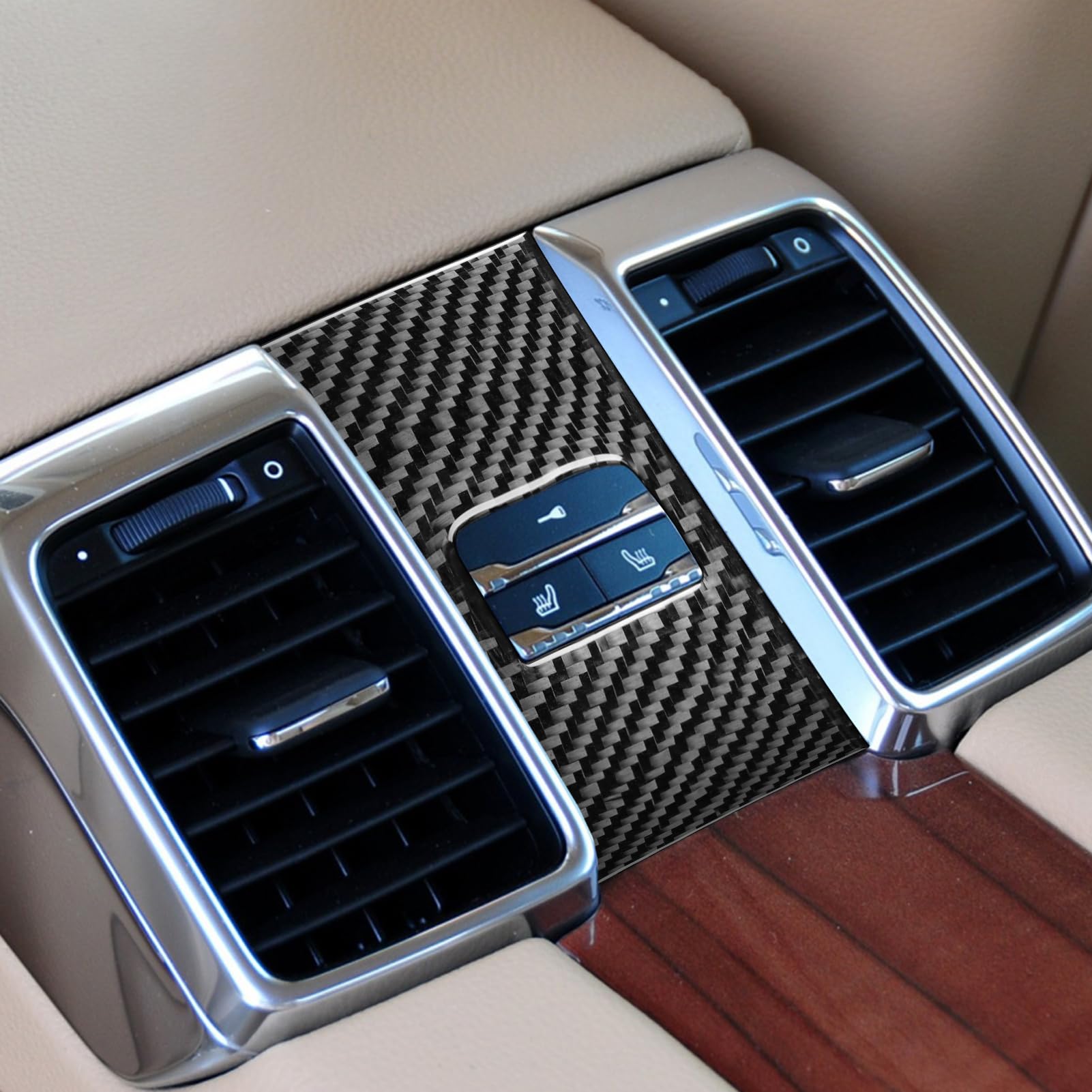 Real Premium Carbon Fiber Compatible with Paramera Panamera 2010-2016 Accessories Car Rear seat Adjustment Trim Panel StyleA B C Cover Sticker Decal Auto Interior Trim (Style A)