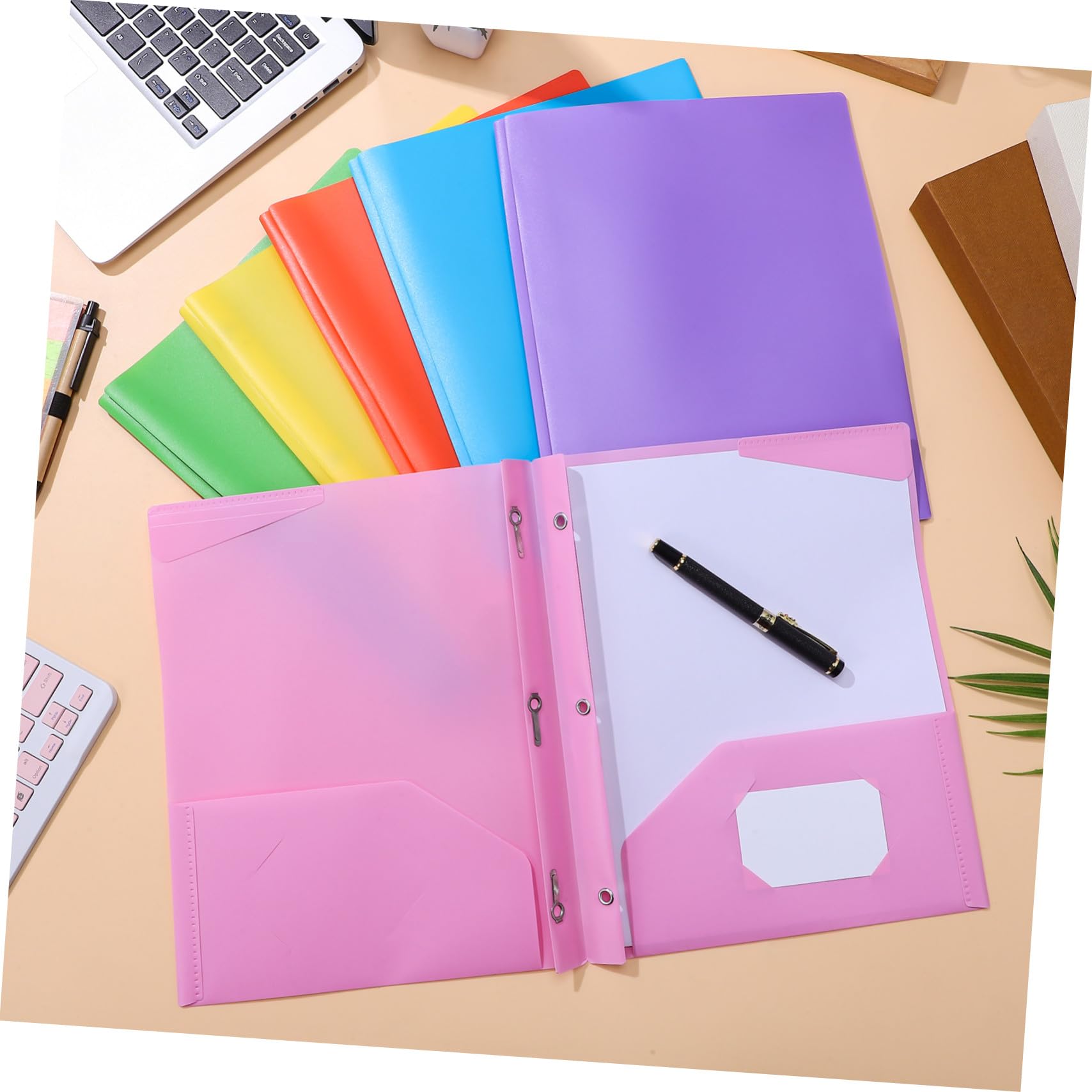 9 Stück Teiliges Bunte Kunststoff ordner mit Zwei Taschen Robuster Dokumenten organizer für Büro und Schule Kompakt Tragbar Vielseitig Einsetzbar zur Schnellen Ablage und
