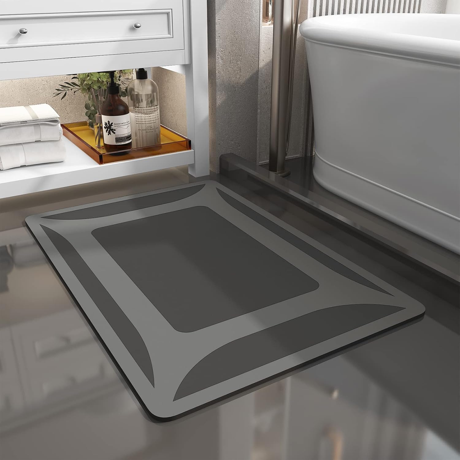 SIXHOMEBath Mat RugQuick Dry Absorbent Rubber Backed