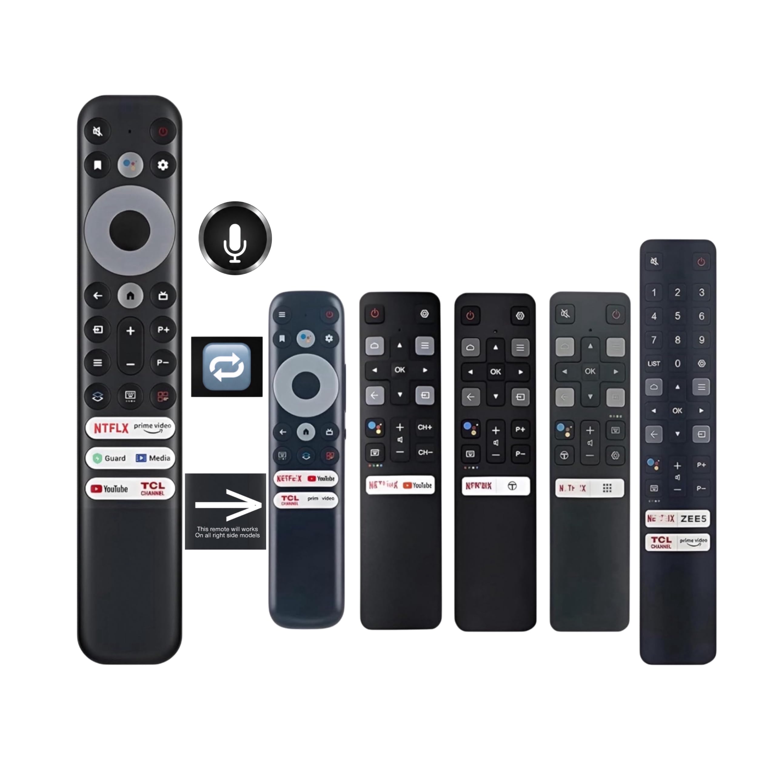 original universal remote control compatible for tcl iffaalcon led tv with voice command & google assistant work in all tcl & iffaalcon