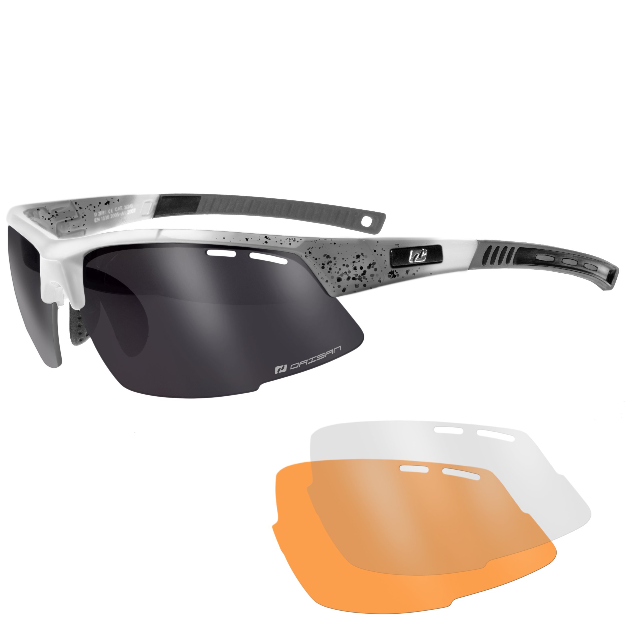 Daisan Okulary rowerowe z wymiennymi soczewkami, dla dorosłych (Unisex), srebrne + białe