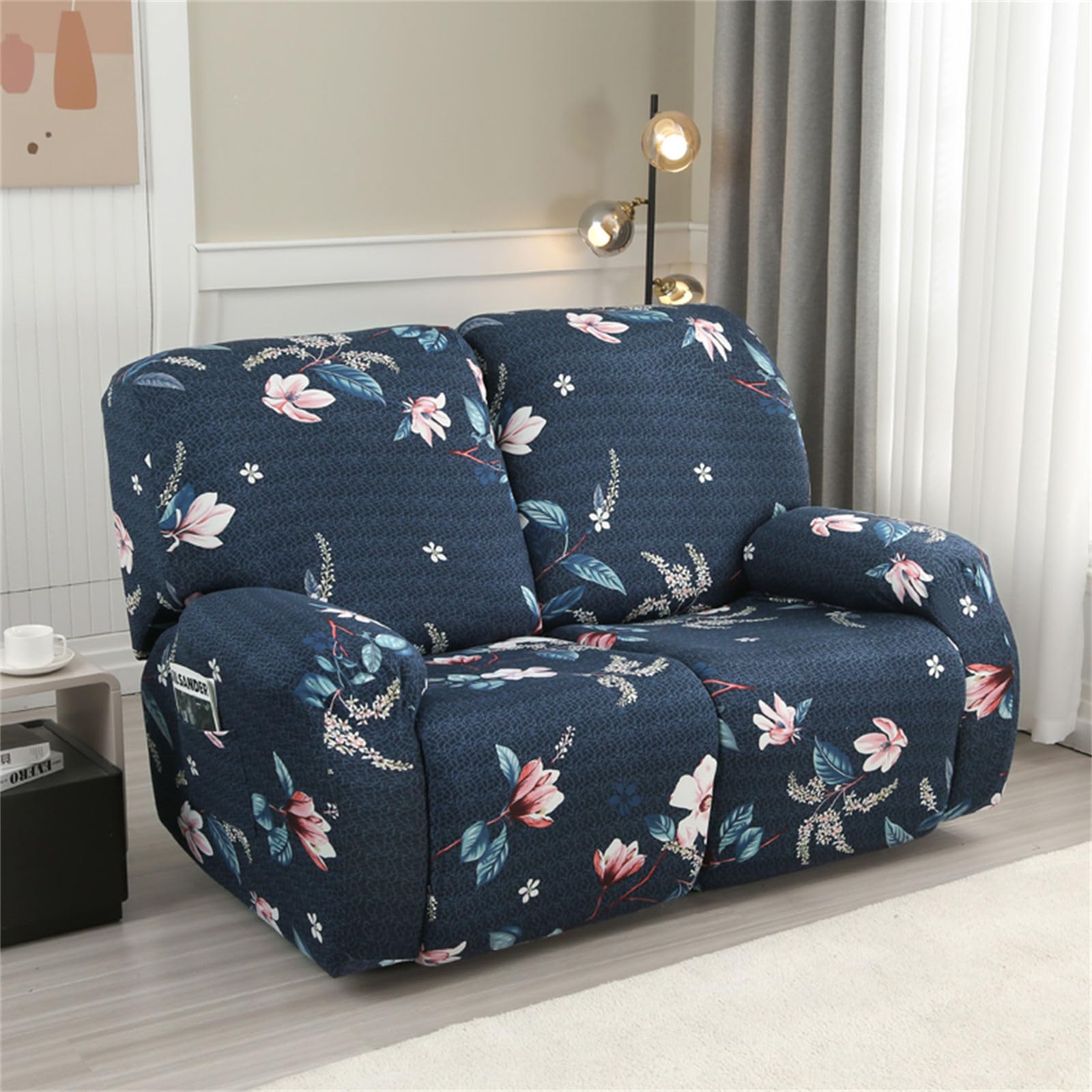 Housse de canapé inclinable et relaxante Extensible 2 Places, Housse de canapé inclinable Universelle avec, Housses de canapé de Massage électrique(Foglia Di Fiori)