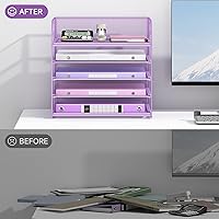 Vista 16 de 5 Tray Paper Organizer Letter Tray with Handle - Mesh Desk File Organizer, Paper Sorter Organizer for Office, Home or School File Folder Holder