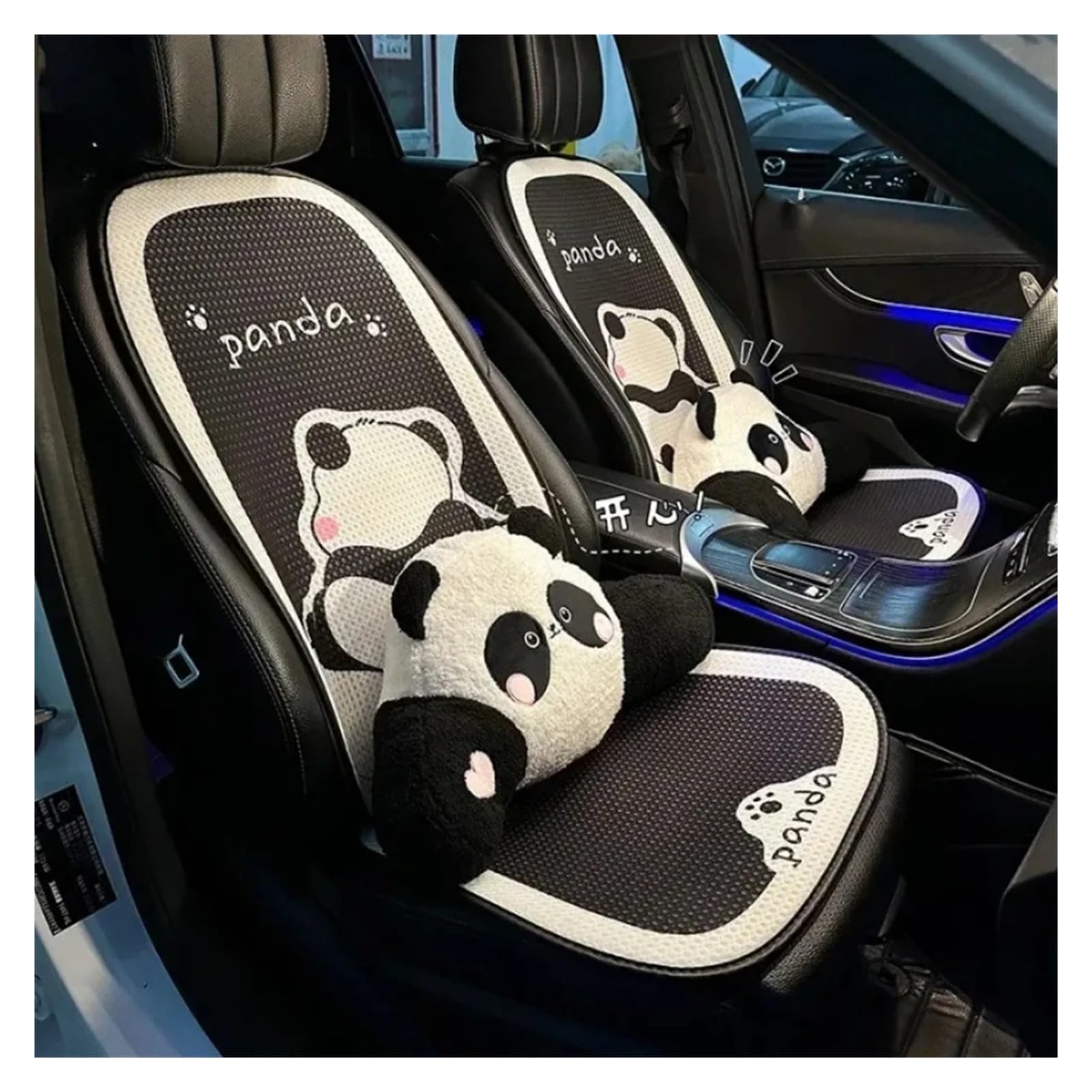 cojín para Coche Cojín Asiento Coche Verano Seda Hielo Panda Dibujos Animados(Neck Pillow)