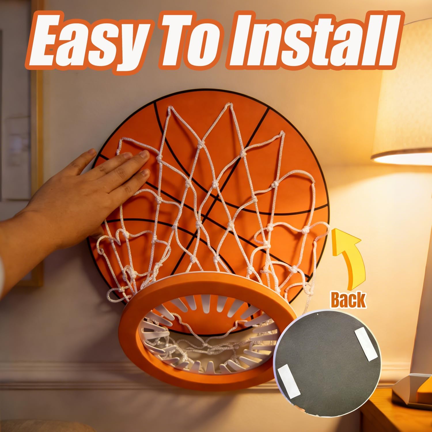 Mini Basketball Hoop, Indoo Ceiling Basketball Hoop, Funny Wall Mount Basketball Game with Ball and Pump for Kids and Adults, Great for Home, Dorms, Offices, and Gifts, No Assembling