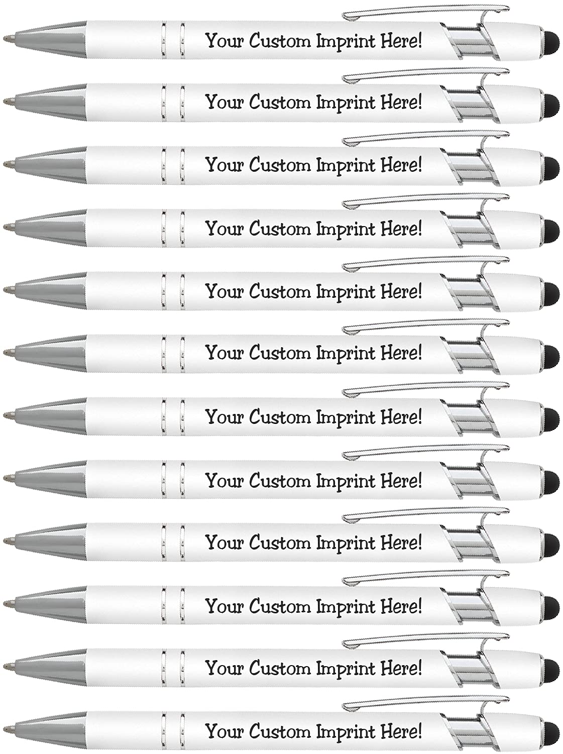 ExpressDesigns™ - Personalized Pens - Rainbow Rubberized Soft Touch Ballpoint Pen with Stylus Tip, premium metal pen, black ink, medium point.-