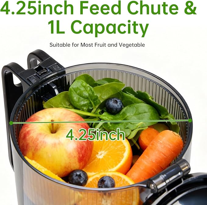 Extractor Jugos Prensado Frío Boca Ancha 4.25" Función Reversa miniatura 5