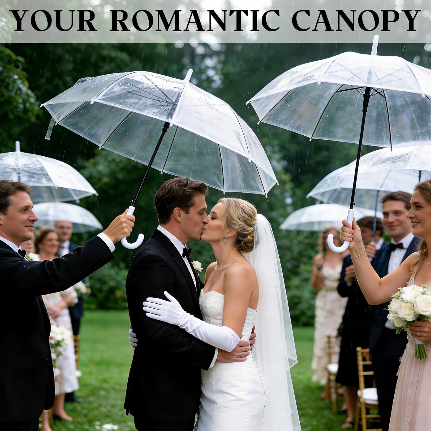 18 Pack Clear Bubble Umbrellas Wedding Bulk, 47" Transparent Large Dome Canopy Windproof Umbrellas, 20 Thank You Cards, 20 10" Ropes, Firm and Durable for Wedding Guests Photography, Golf Outdoor