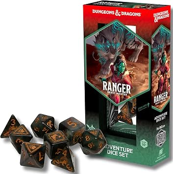 Dungeons & Dragons D&D Adventure Dice - Ranger Beast Master - 8pc RPG Set, Green-Black-Gold, Class Symbols, Collectible Roleplaying Game Accessory