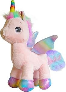 Unicorn Plush Toy,38cm/15 Unicorn Stuffed Animals for Girls and Boys ,Rainbow Unicorn Plush Doll Gift for Kids Babies Birthday Party (Pink 38cm)
