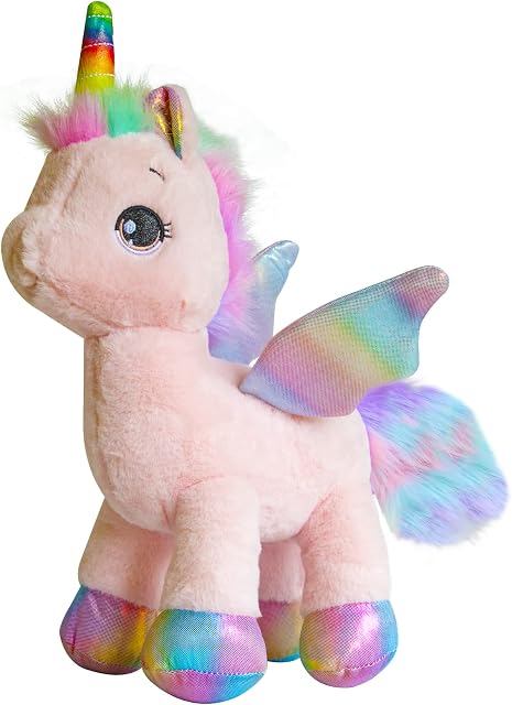Unicorn Plush Toy,38cm/15 Unicorn Stuffed Animals for Girls and Boys ,Rainbow Unicorn Plush Doll Gift for Kids Babies Birthday Party (Pink 38cm)