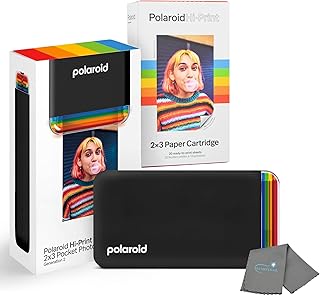 Polaroid Hi Print + 20 Photo Bundle, 2nd Generation Phone Printer, 2x3 Pocket Photo Printer, Portable Bluetooth Photo Printer for iPhone & Android Cleaning Cloth
