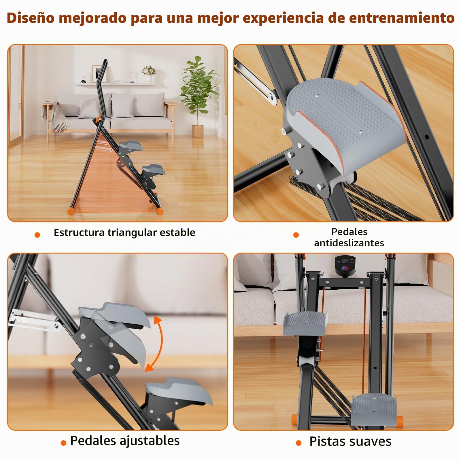 Escaladora vertical plegable para el hogar, máquina de ejercicio para los abdominales, glúteos y piernas. Equipo de cardio para el hogar con resistencia ajustable
