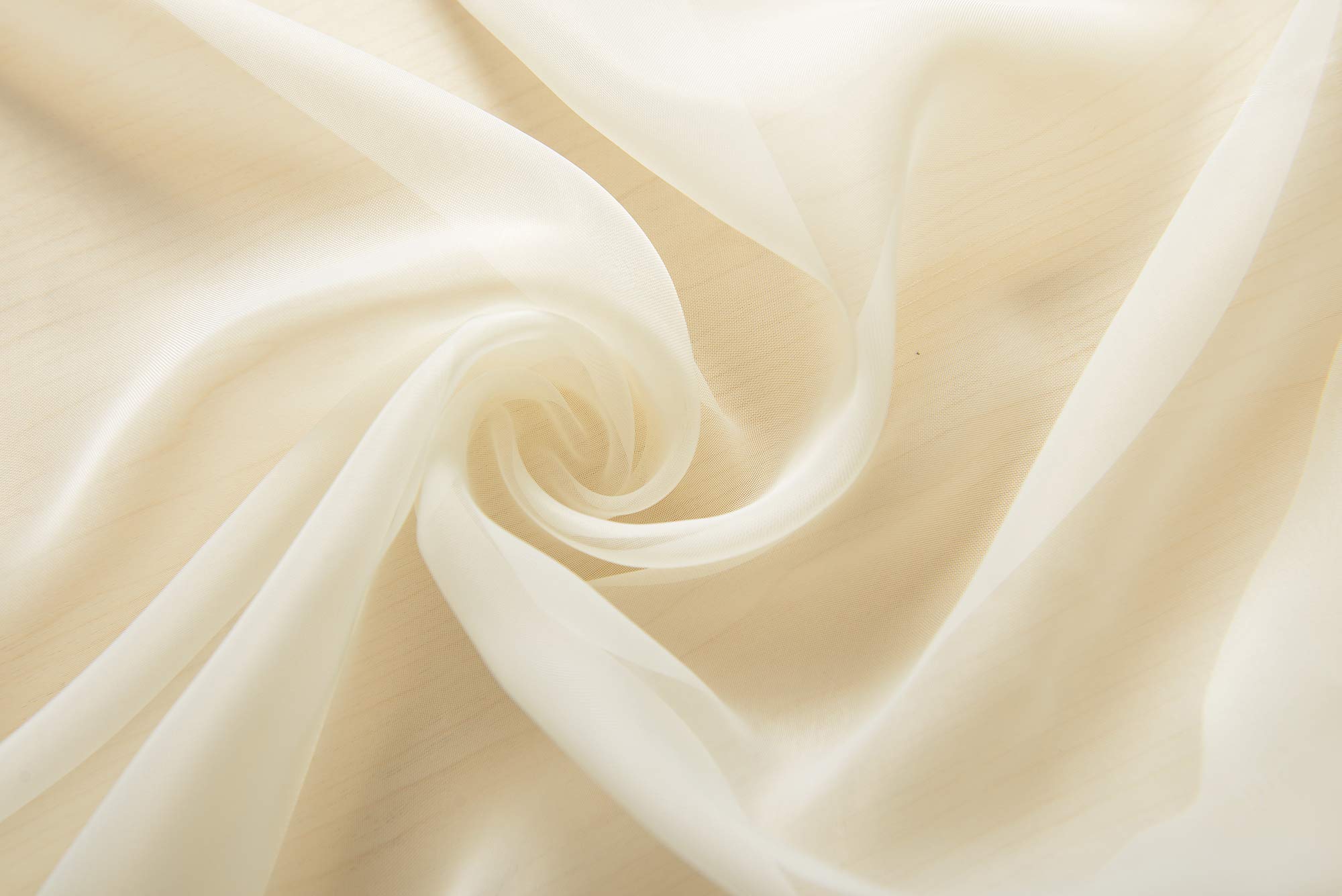 203322 - Set di 2 tende trasparenti con occhielli, chiusura a nastro, 245 x 140 cm (altezza x larghezza), colore: crema, 203322