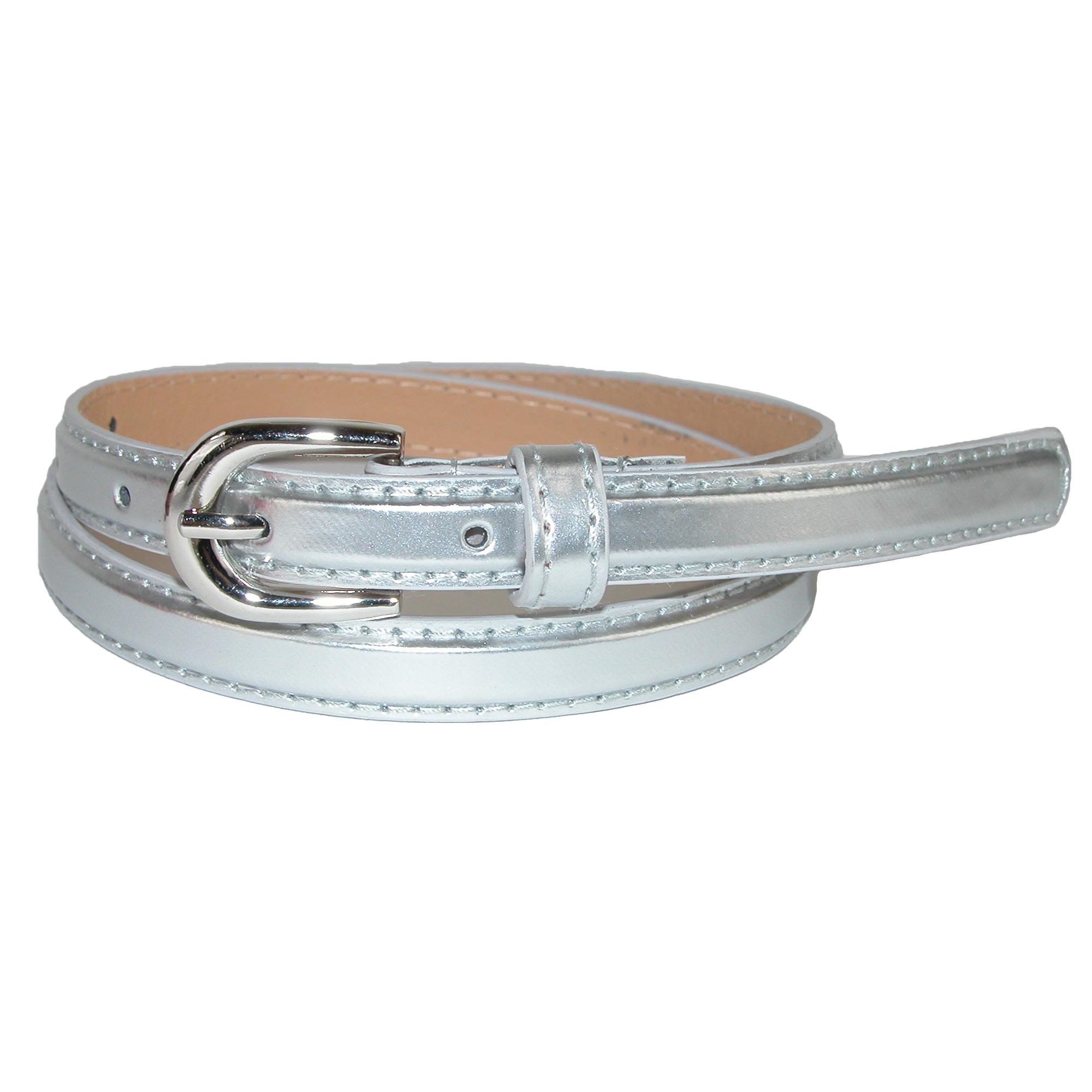 CTM Kid's 1/2 Inch Skinny Dress Belt, Large, Silver