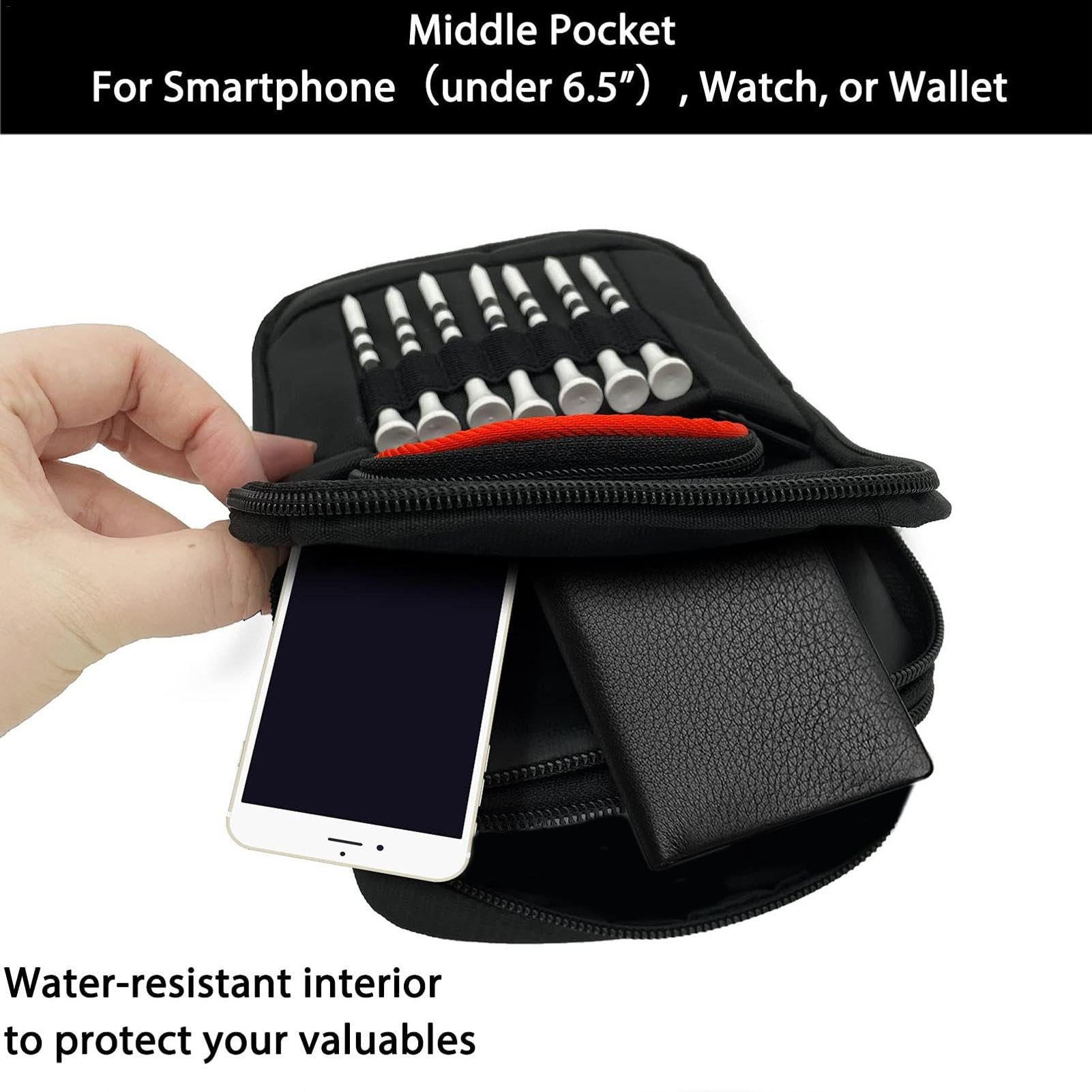 Golf-Tee-Organizer | Golf-Zubehörhalter mit Clip | Golfte-Tasche mit mehreren Fächern | kompakte Golfball- und Tee-Organizer-Tasche | funktionale Aufbewahrungslösung für Golfer