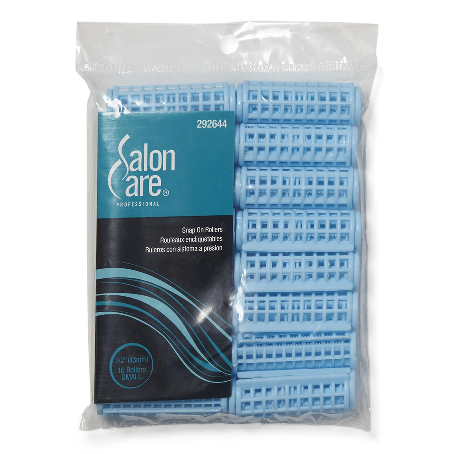 Salon Care Small 1/2 Inch Blue Snap On Rollers 16 Count