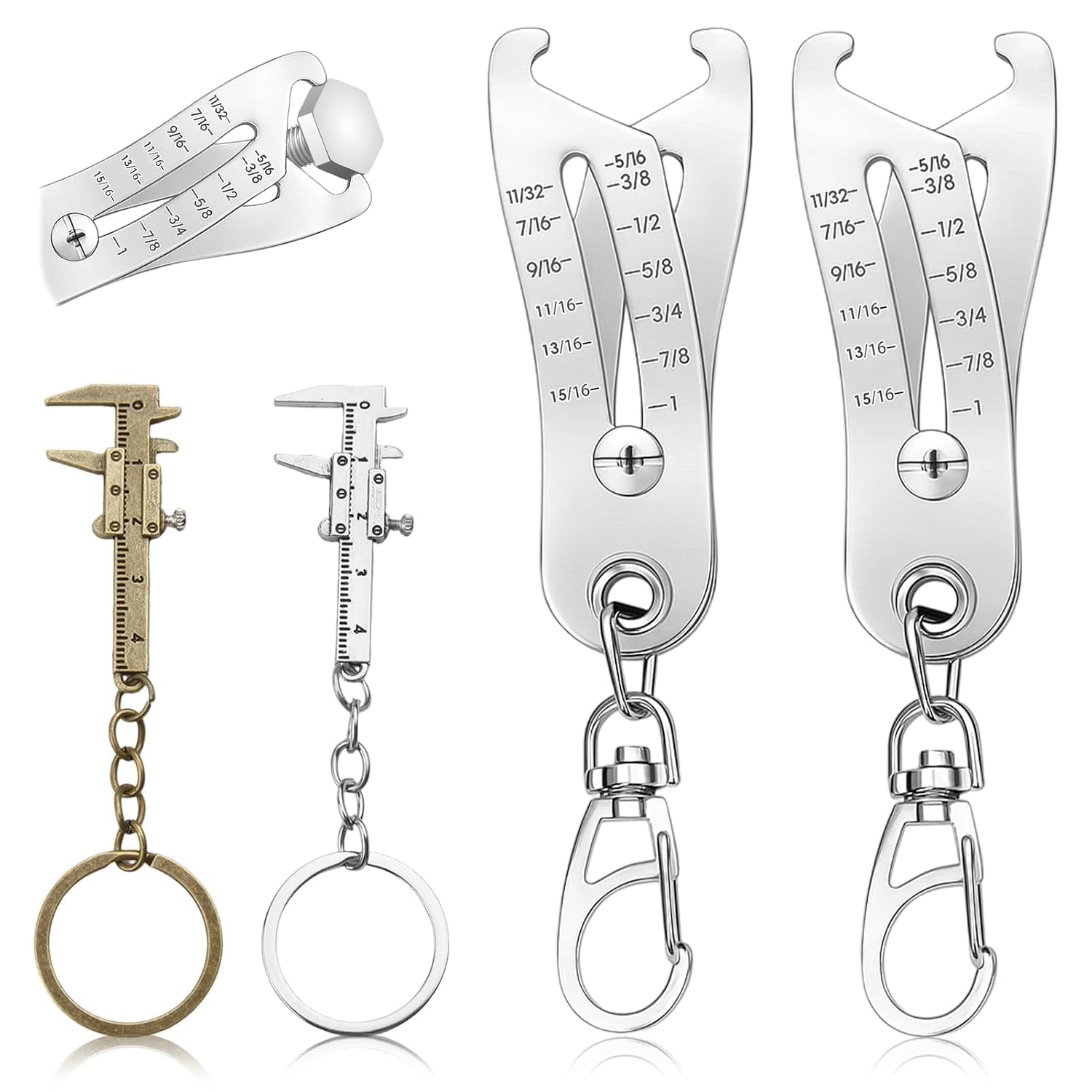 4PCS Portable Thread and Length Measuring Tool Keychain Set, Includes 2 ...