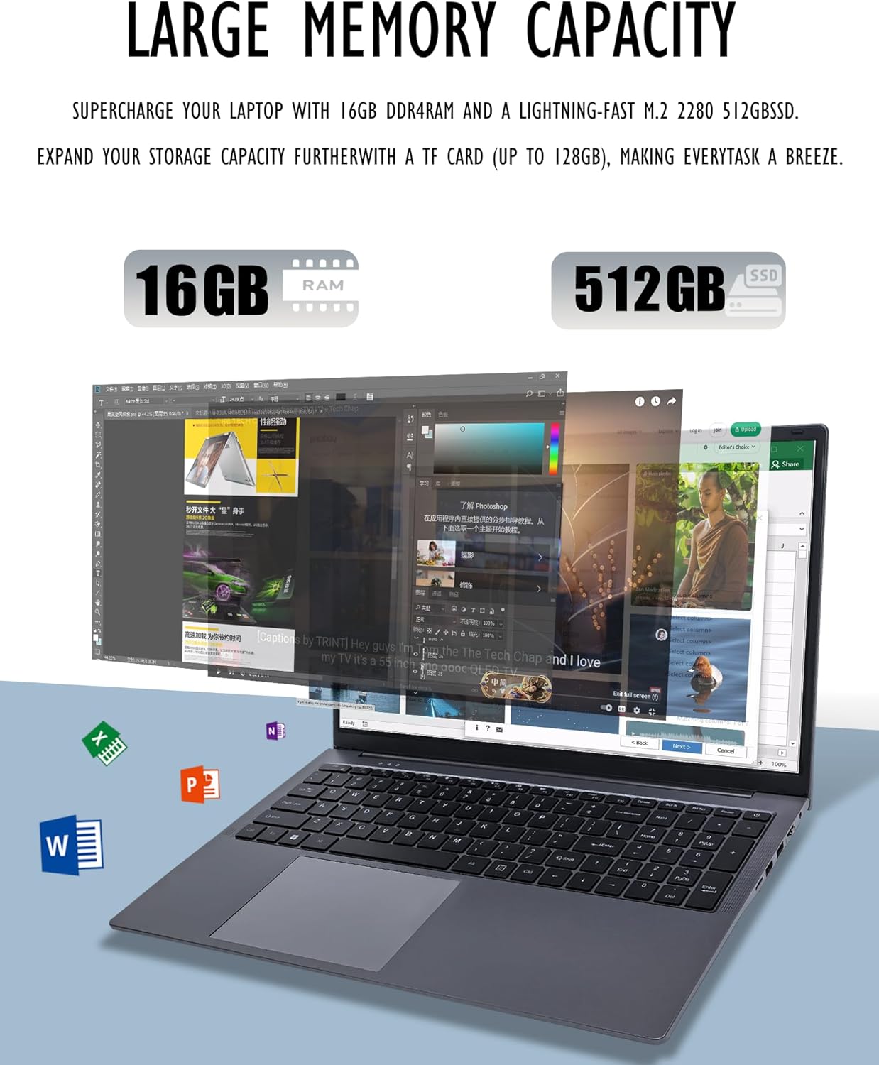 17.3 Inch Laptop Computers,12th Generation Processor N95 4C 4T(3.4Ghz),16GB DDR4 RAM 512GB SSD,1080P Display,10000mAh Large Battery,Type-C(Data), WiFi5,BT,RJ45,Dual Stereo Speakers, Backlit Keyboard.