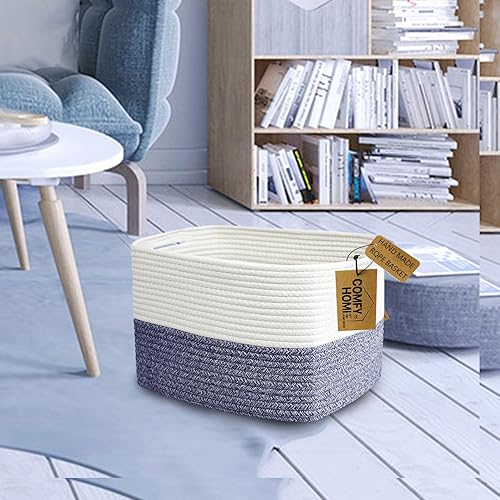 Miniatura 3 de COMFY-HOMI Paquete de 3 canastas medianas de cuerda de algodón con asas para estantes, juguete para perro, bebé, organización de regalos, artesanía