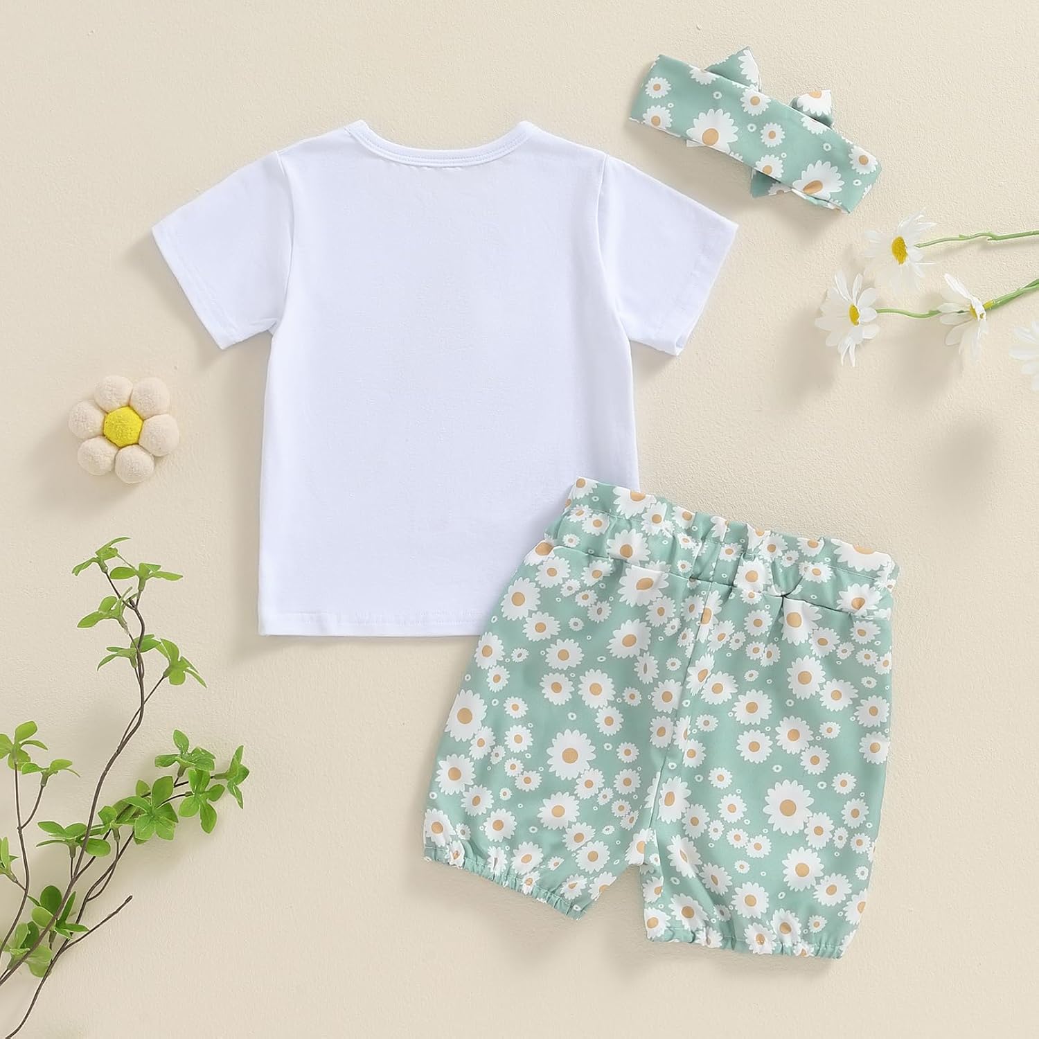 Bonangber Big Sister Little Sister Matching Outfits Short Sleeve Romper Big Sister Shirt Shorts Set 3Pcs Summer Clothes