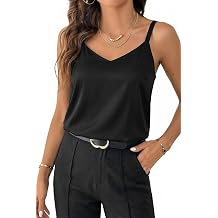 Arach&Cloz Women's Acetate Blend Adjustable Wide Spaghetti Straps V Neck Summer Business Casual Work Loose Camisole 2026