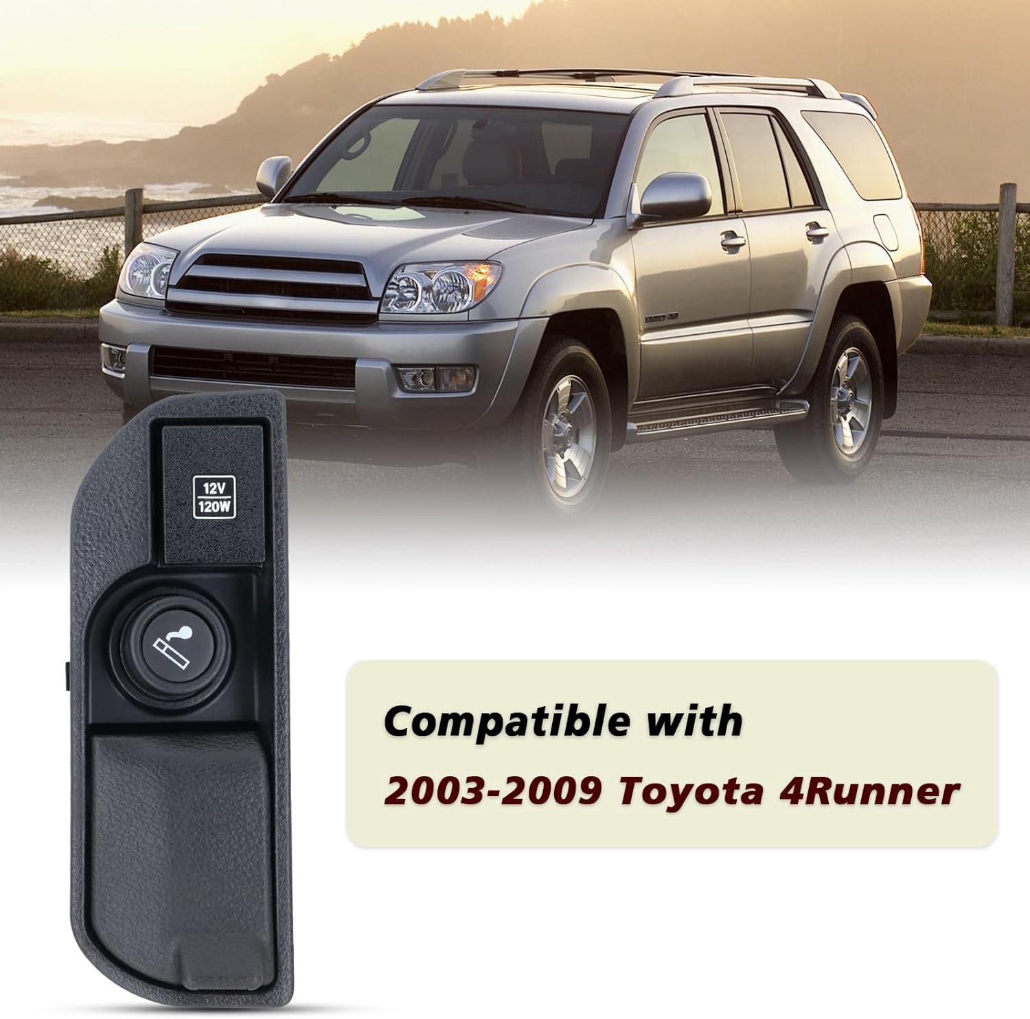 Ashtray & Cigarette Lighter Smoker Kit Center Console Compatible with 2003 2004 2005 2006 2007 2008 2009 Toyota 4Runner Car Cigarette Lighter 120W 12V Car Charger USB Replace#7411035010B0