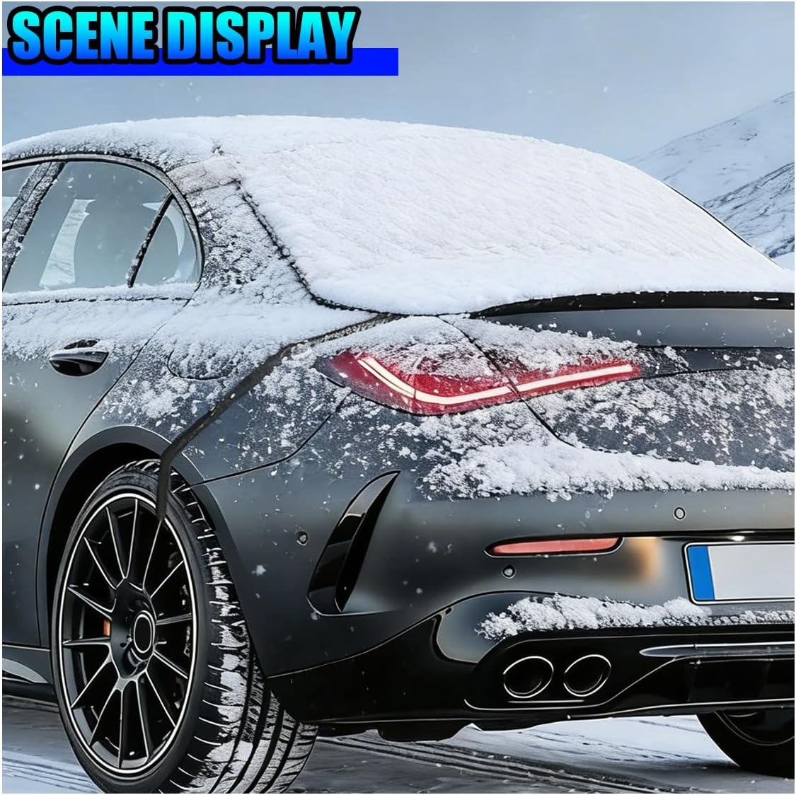 Magnetic Car Rear Windshield Cover, 54'' × 31'' Automotive Back Windscreen Snow Ice Guard Cover with 2 Elastic Hooks, Winter Universal Vehicle Window Frost Protector Accessories (White)