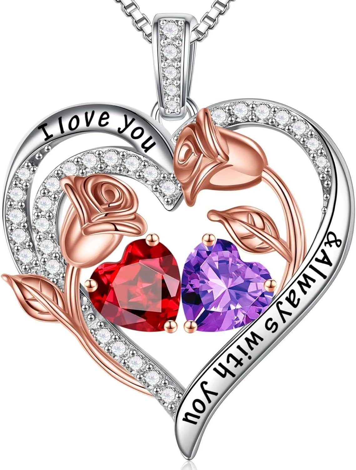 Iefil Birthstone Necklace for Women – 925 Sterling...