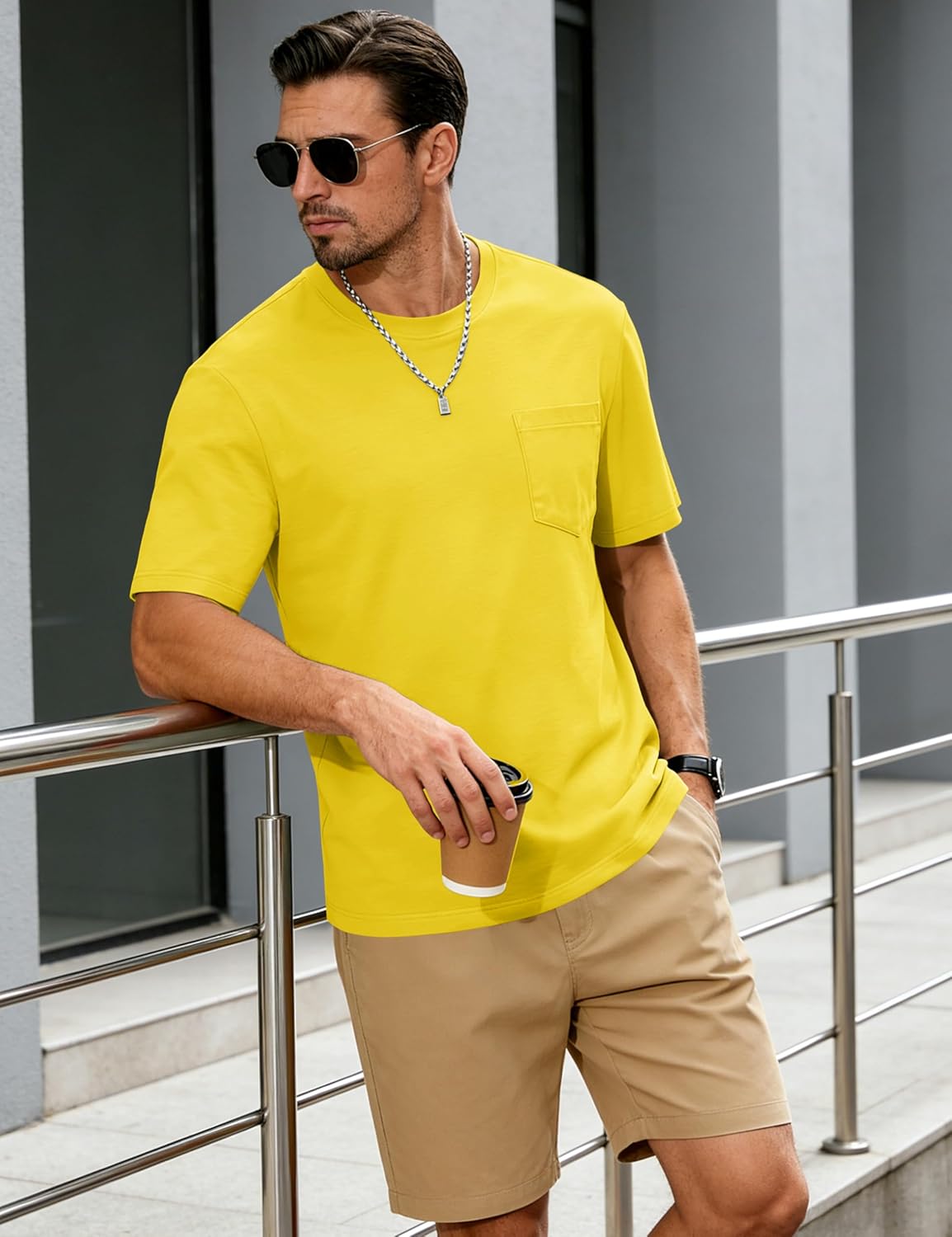 MAGNIVIT Men's Cotton Pocket Tee Shirts Soft Crew Neck Solid Color T Shirt Casual Short Sleeve Summer Basic Tops - Image 3