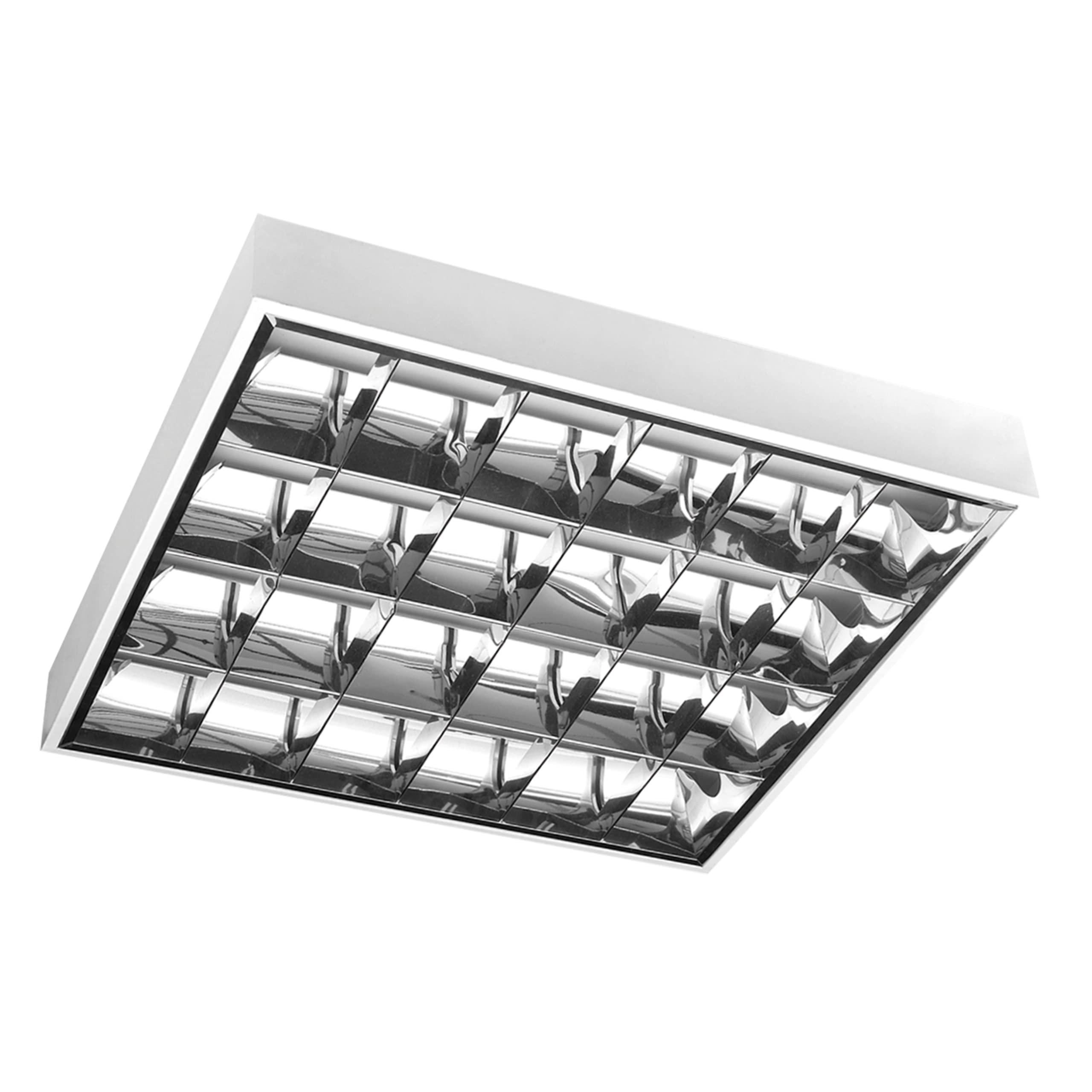 GTV - LED Rasterleuchte 4x60cm T8 Anbau - Leuchten Rasteranbauleuchte Stahlblech vorverdrahtet für Led Röhren Büroleuchte Deckenleuchte Deckenlampe Bürolampe (Ohne Leuchtmittel)
