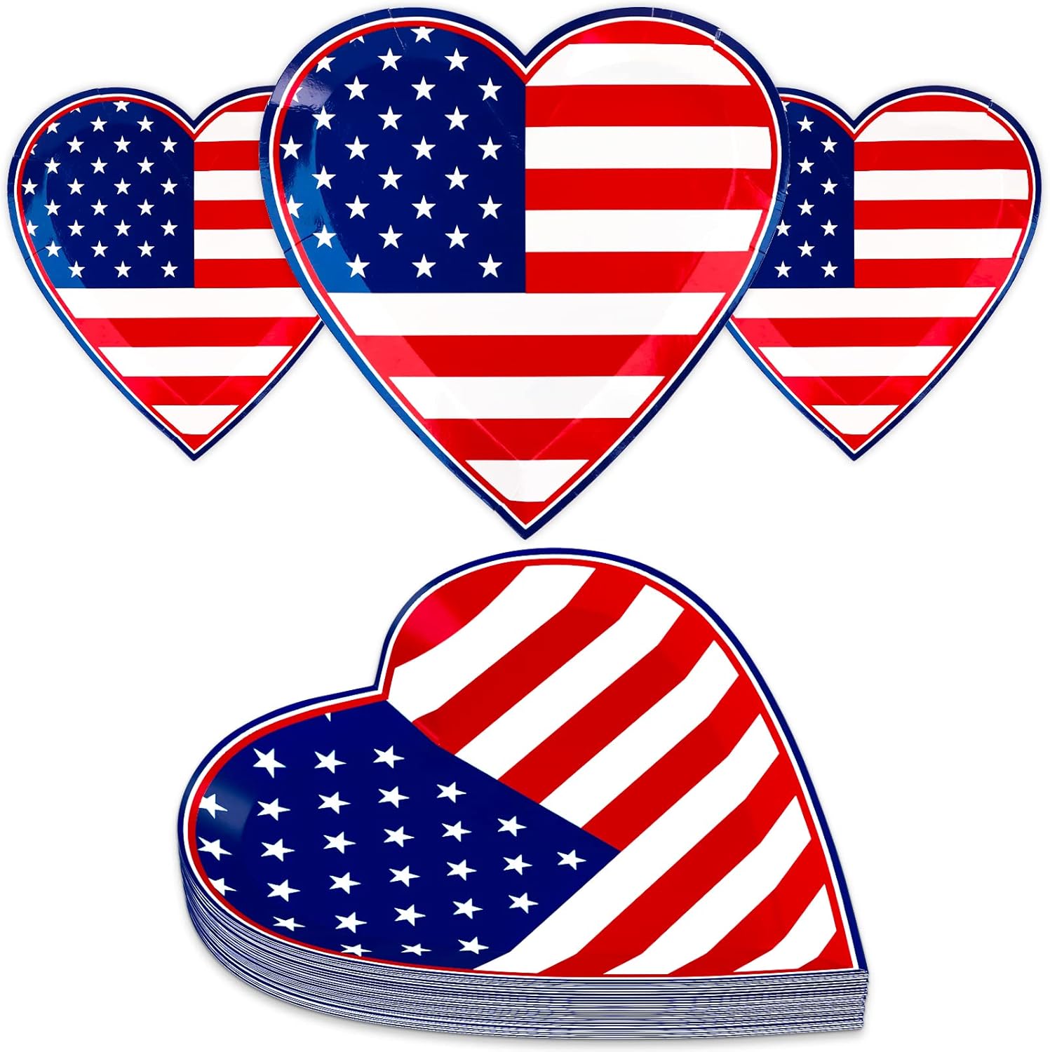 4th of July Party Plates,50pcs Bulk Independence Day Plates