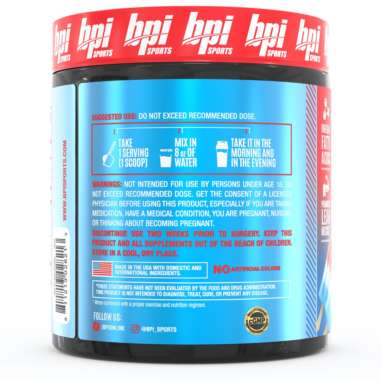 BPI Sports CLA + Carnitine Powder – Caffeine Free, Rainbow Ice, 50 Servings — Amazon image 3