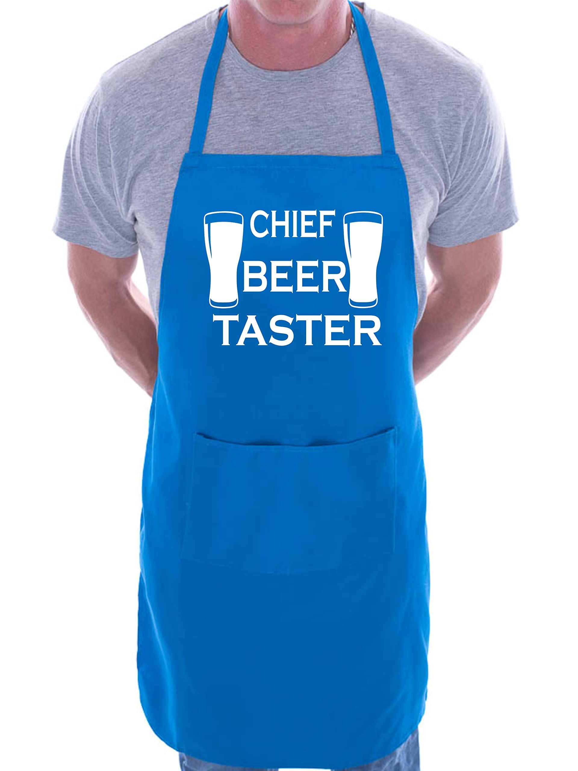 Print4u Unisex Blue Chief Beer Taster Novelty Slogan Funny Bbq Baking Cooking Apron