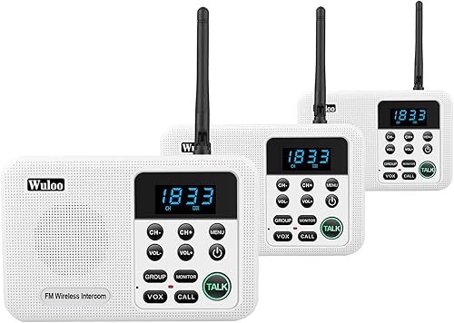 Miniatura 1 de Wuloo Intercomunicadores inalámbricos para el hogar, rango de 1 milla, 22 canales, 100 códigos digitales, sistema de intercomunicación inalámbrico