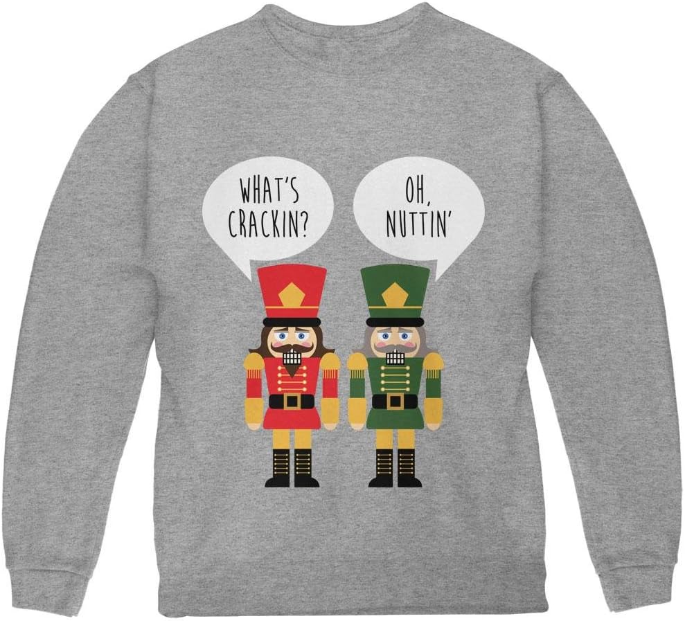 Old Glory Kids Funny Christmas Sweater, Nutcracker Sweaters, Youth Long Sleeve Xmas Sweatshirt, Holiday Festive Pullover Ideal for Parties and Seasonal Casual Wear, Grey, Youth Medium