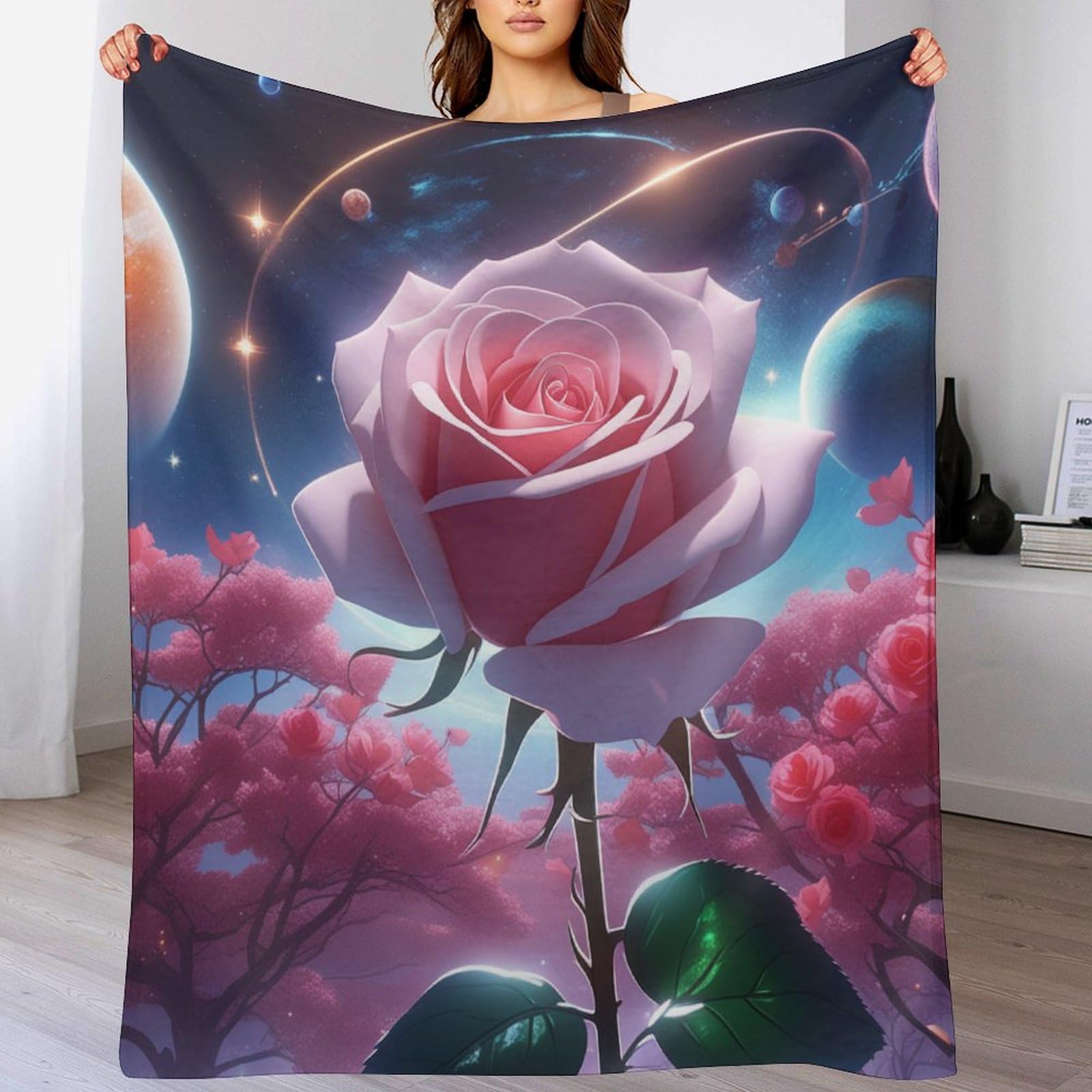 Couverture polaire douce flannel rose à motif pour offrir un cadeau réconfortant et cocooning