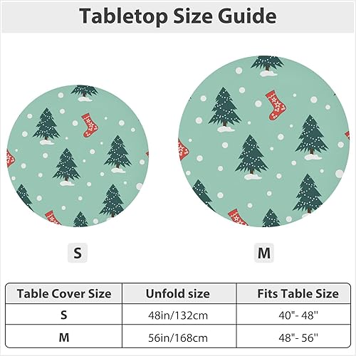 Miniatura 4 de MCHIVER Calcetines de árbol de Navidad, manteles redondos de nieve con mantel ajustable de poliéster elástico, manteles circulares para interiores y