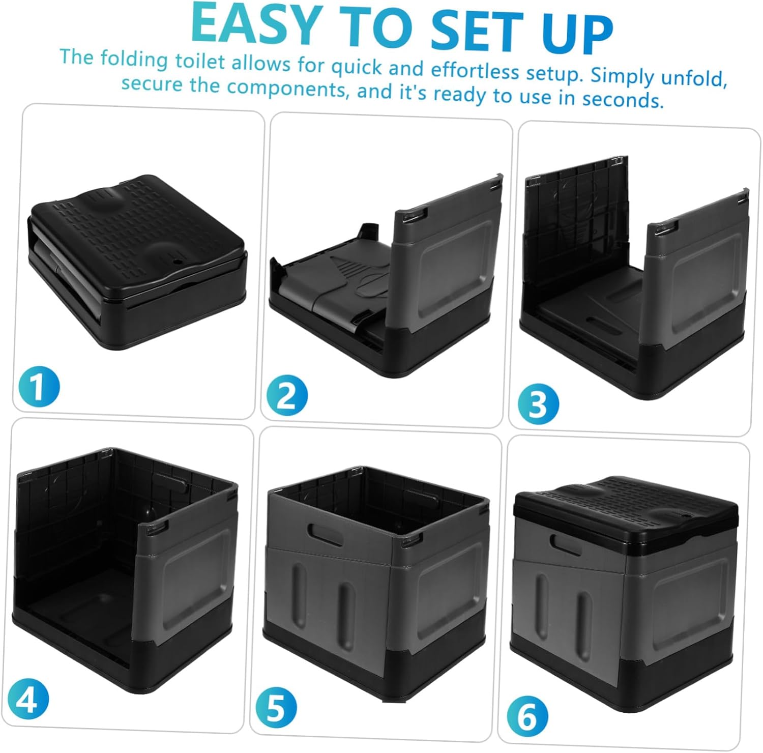 Portable Folding Toilet for Adults Compact Travel Toilet Comfortable Seat Easy Setup for Camping Road Trips Emergencies Lightweight Sturdy Design Supports Heavy Weights