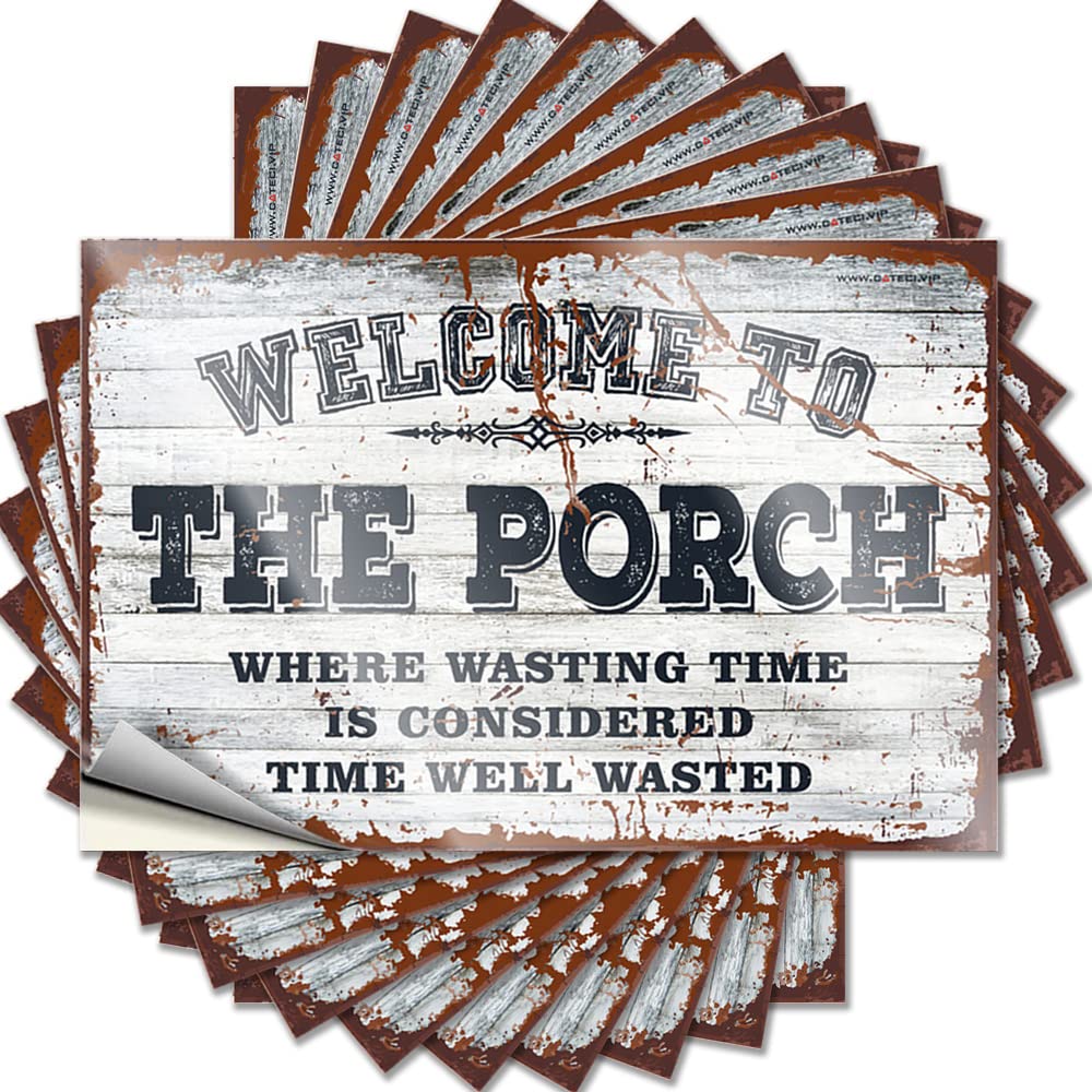 Funky Stickers Aesthetic Decals, Cottage Cute Pattern Design for Indoor Notebook | Case Removable Vinyl Welcome to The Porch(6X9CM)