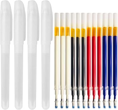Jauisus 4 Colors Heat Erasable Pens with 12 Heat Erasable Refills